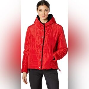 NWT Sanctuary Fast Pass Reversible Puffer Faux Fur Jacket Red Black Size M